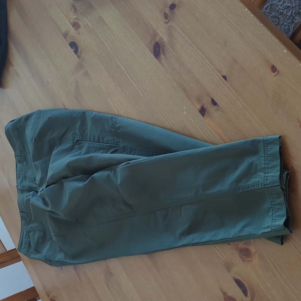 Green pants.